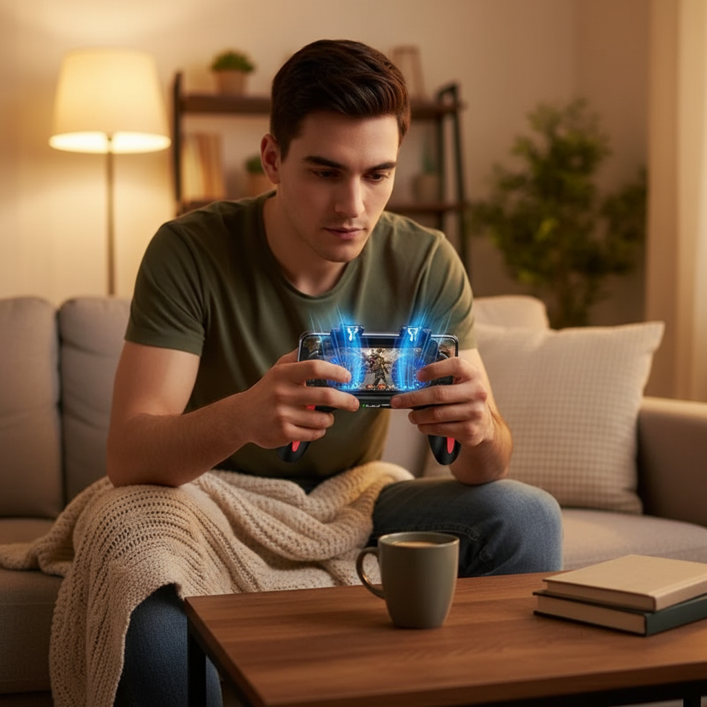 NEW H10 Mobile Phone Gamepad Joystick Controller with Dual Cooling Fan for IPhone Android Gaming Accessories Compatible 4.7-6.5"