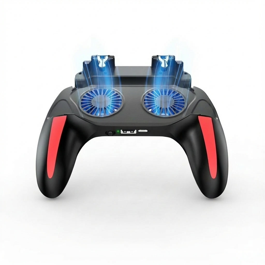 NEW H10 Mobile Phone Gamepad Joystick Controller with Dual Cooling Fan for IPhone Android Gaming Accessories Compatible 4.7-6.5"